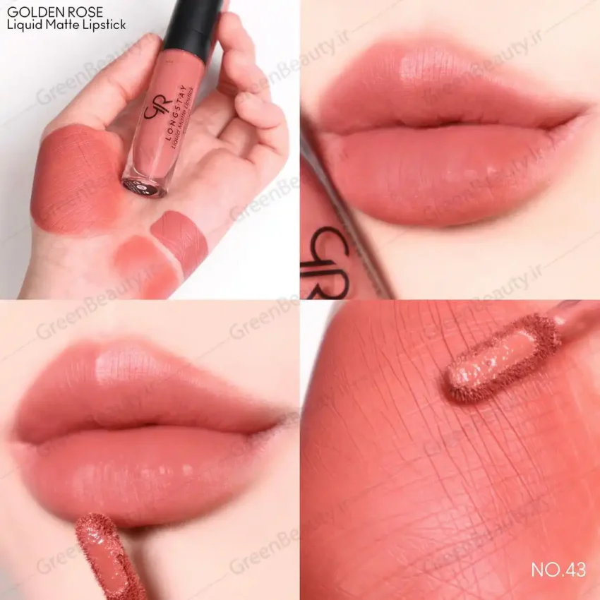 رژلب مات مایع بادوام گلدن رز شماره 43 - تصویر 4